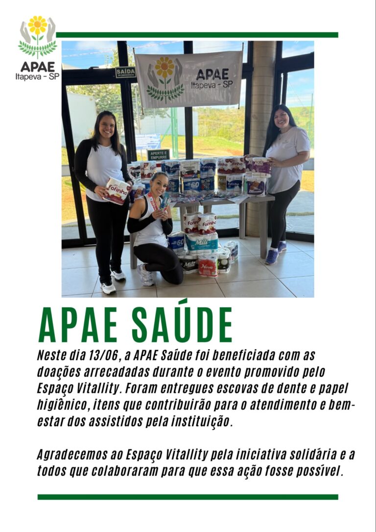 Espaço Vitallity comemora 1 ano com ação solidária em prol da APAE Itapeva